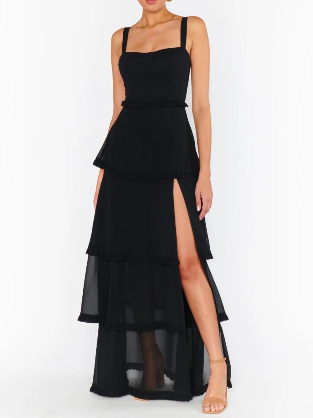 NWT Show Me Your Mumu Lady Corset Dress Tiered Side Slit Black Tie Elegant XL